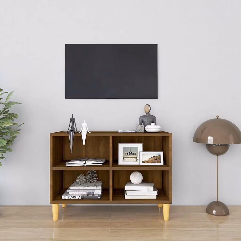Gambe per mobile TV mobile vidaXL in legno massello rovere marrone L 69,5 cm, P 30 cm, H 50 cm