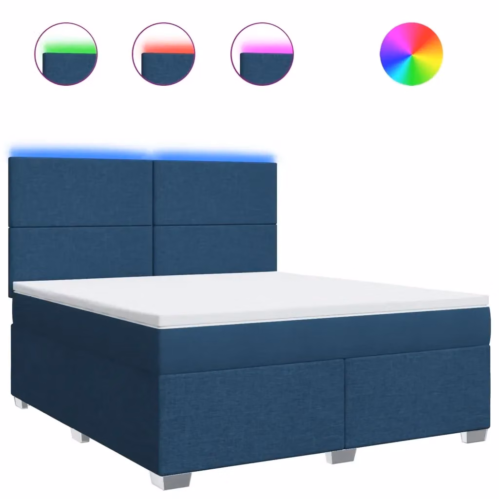 vidaXL Giroletto Ibrido con Materasso Blu e Bianco in Tessuto L/P/H: 180 x 200 cm – 3