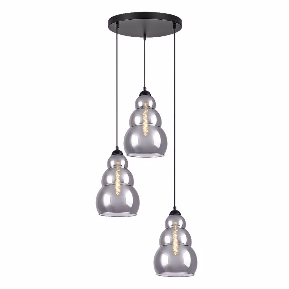 Rabalux 72213 Lampada a sospensione 3 spot Salvatore, E27, nero-grigio, rotonda, moderna, ø200mm
