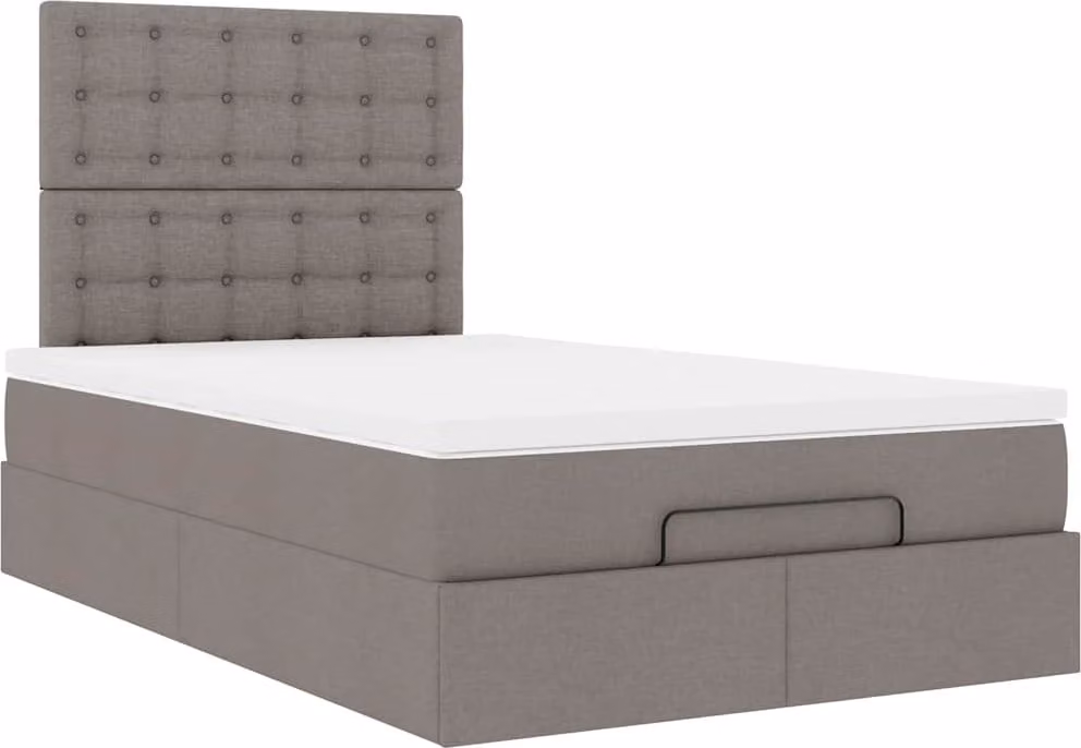 Struttura Letto Pouf con Materasso Tortora 120x190 cm Tessuto
