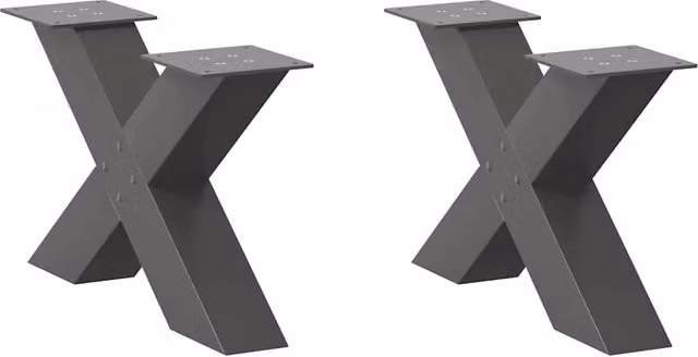 Set di 2 gambe per tavolino da caffè robuste e moderne a forma di X 50 x 30 cm in acciaio antracite 02_0057210