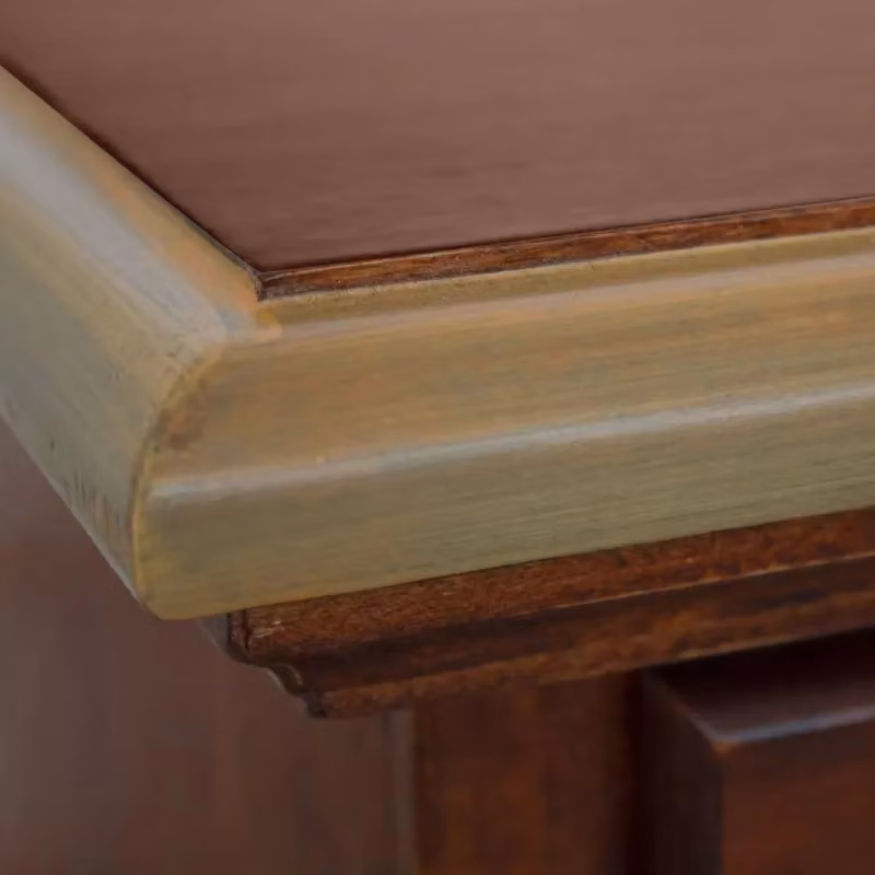 Cassettiera in stile arte povera con 5 cassetti in legno noce scuro e decori floreali Mobili 2G L: 117 cm, P: 51 cm, H: 101 cm – 2