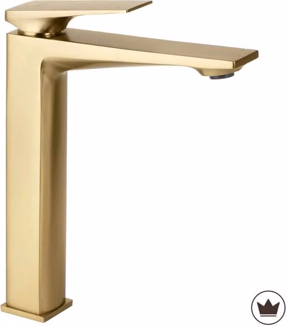 Rubinetto da lavabo monocomando Rea Prime in ottone spazzolato color oro