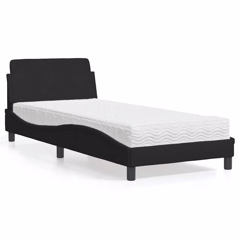 Letto con Materasso Dover vidaXL in Tessuto Nero 80x200 cm