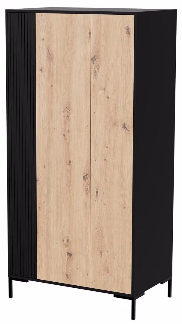 MERCI armadio 90x55x184 nero/rovere artigianale
