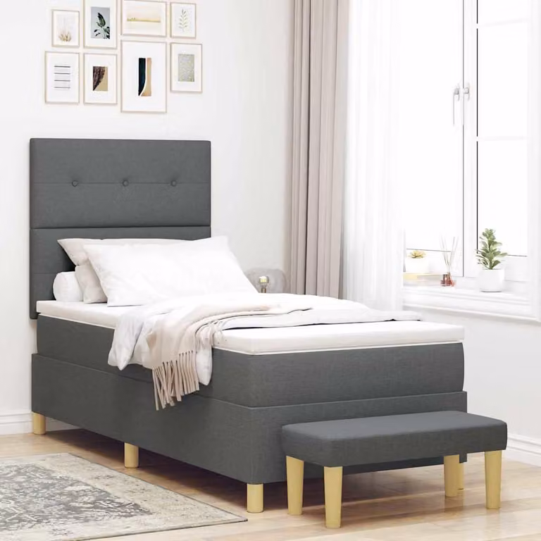 Maison Exclusive - Letto boxspring con testiera grigio scuro 200 x 80 cm in tessuto