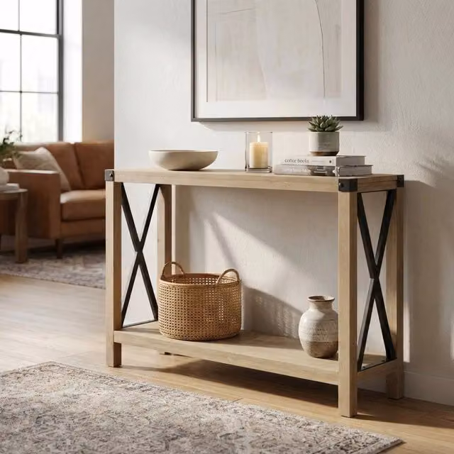 Credenza Cosma Baptist in Acciaio e Legno Antracite e Marrone L: 115,5 cm
