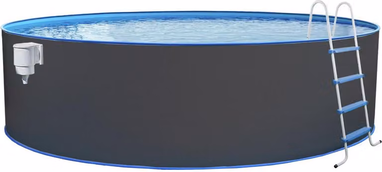 Set piscina con pareti in acciaio Steinbach "Nuovo rotonda" antracite Ø 550 x 120