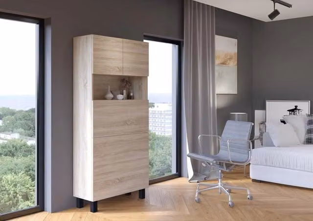 Scrivania con libreria richiudibile salvaspazio HOMI colore Rovere/Marrone/Beige L: 175 cm, P: 92 cm, H: 80 cm