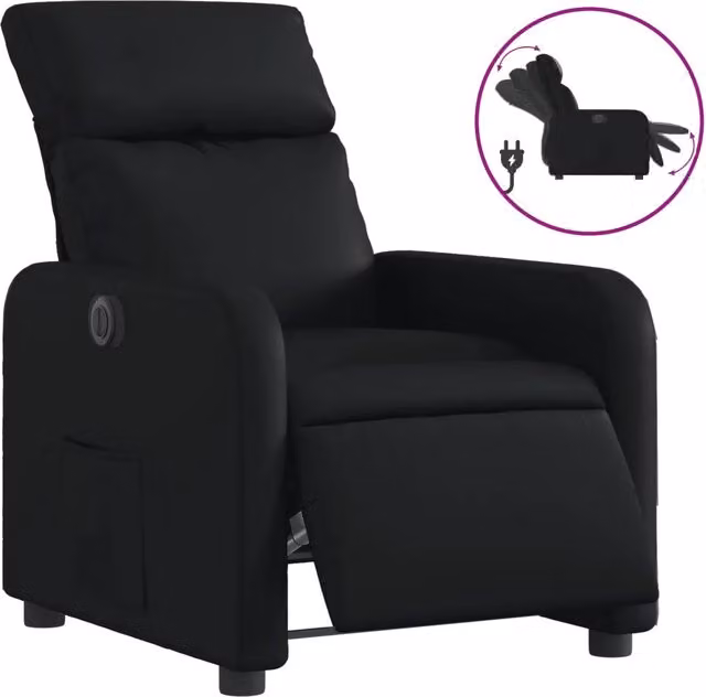Poltrona | Sedia Relax Reclinabile Elettrica Nera in Similpelle