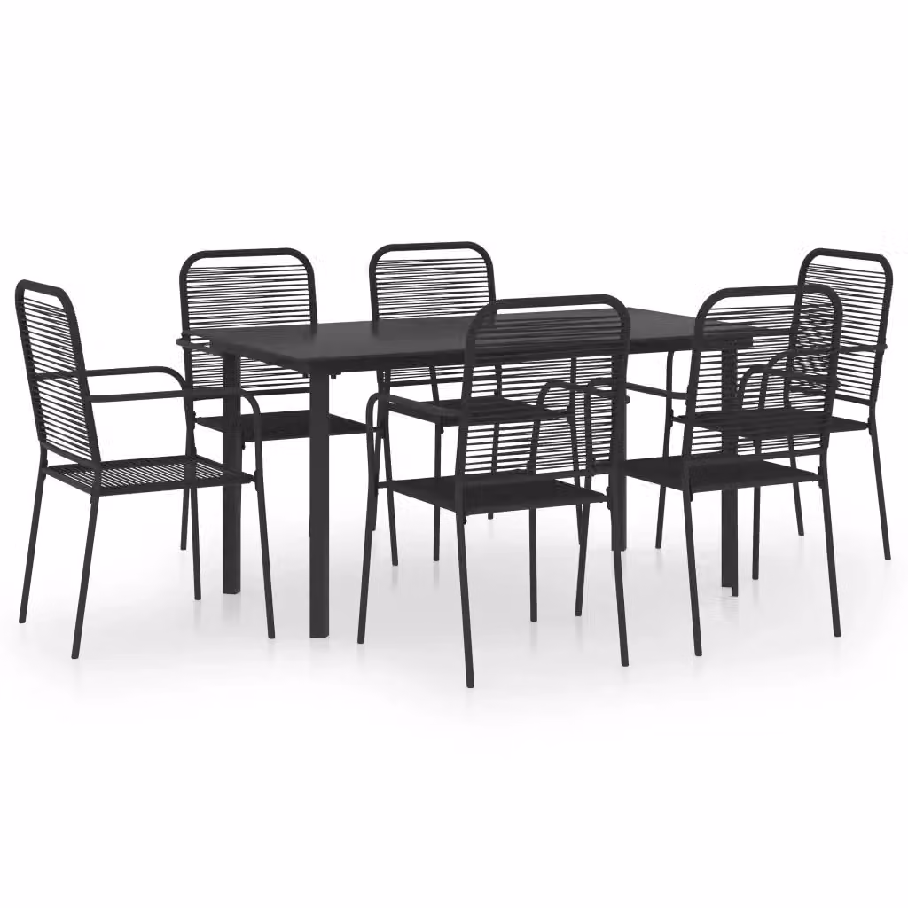 vidaXL Set da Pranzo da Giardino 7 pz in Vetro e Acciaio Nero Opaco – 2