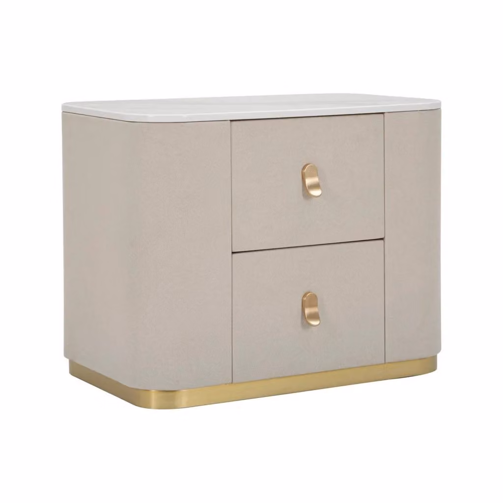 Comodino Christov DMORA, Comò basso e Tavolino da notte moderno in Beige e Oro, L 60 cm x P 40 cm x H 47 cm – 2