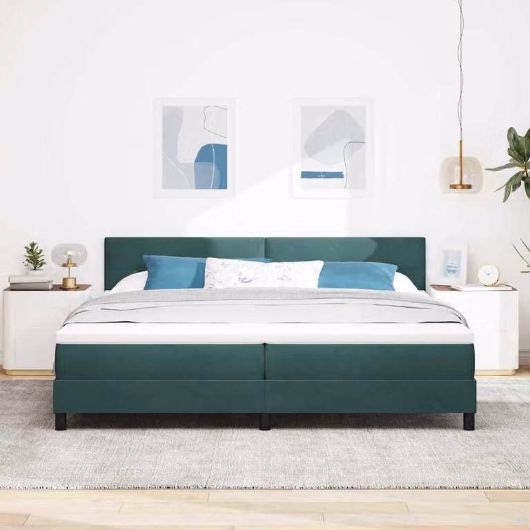 Maison Exclusive - Letto boxspring con testiera verde scuro 200 x 200 cm in velluto