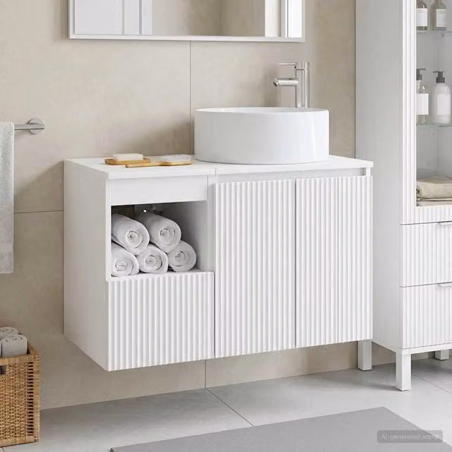 Set di mobili per il bagno 2 pz Bianco Legno ingegnerizzato 3404104