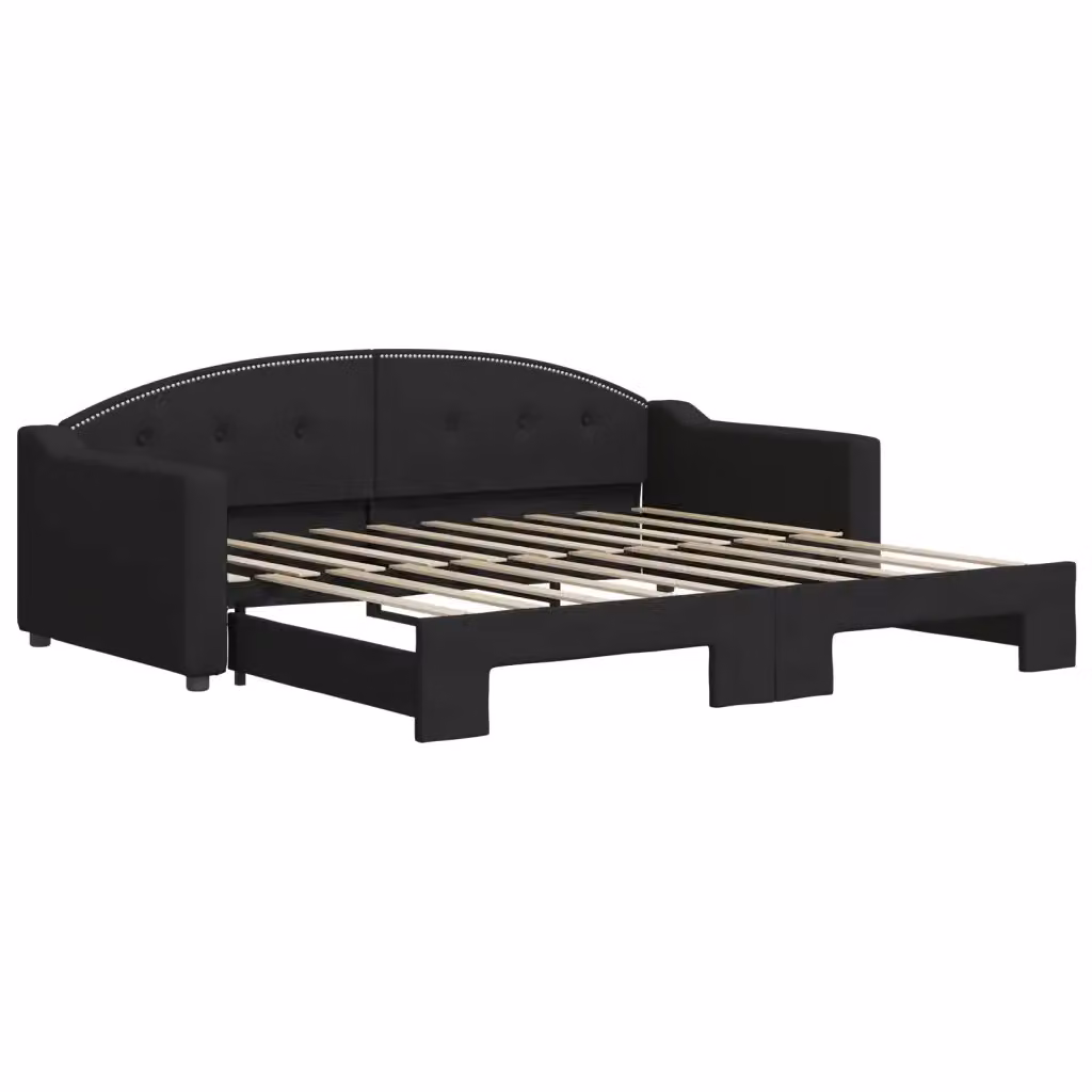 Divano Letto con Letto Estraibile vidaXL Nero in Tessuto con Struttura Mista e Imbottitura in Schiuma L/P/H: 90 x 190 cm – 2