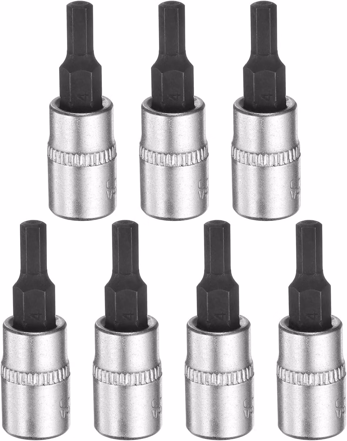Set di chiavi a bussola da 7 pezzi, tipo H4, attacco quadrato da 1/4 di pollice, acciaio S2, con prolunghe metriche, per cricchetti