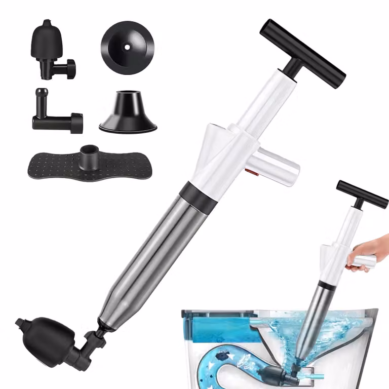 Pulitore per tubature, con manometro, ad aria compressa, bianco, per WC