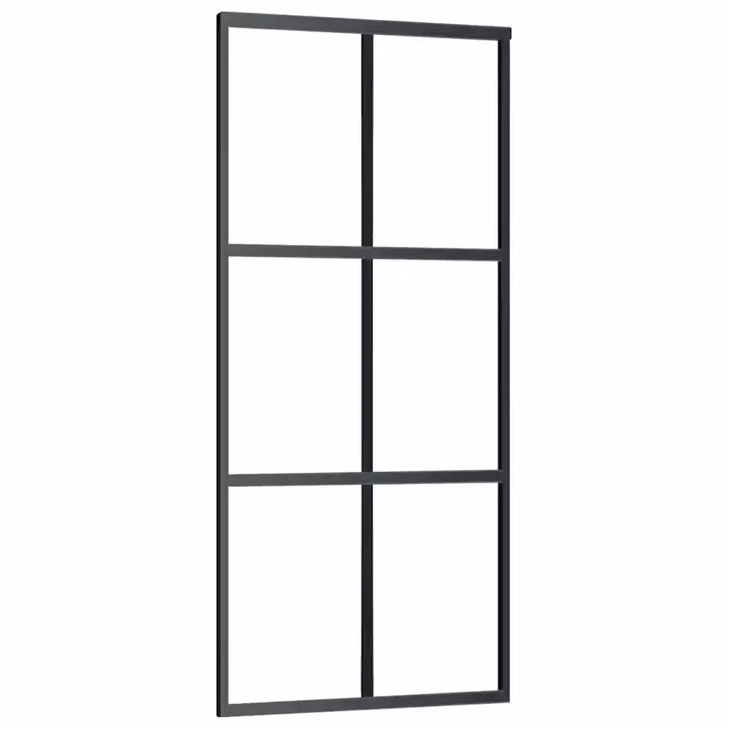 Porta Scorrevole Industrial vidaXL in Vetro Trasparente e Alluminio Nero L: 90 cm, H: 205 cm – 2