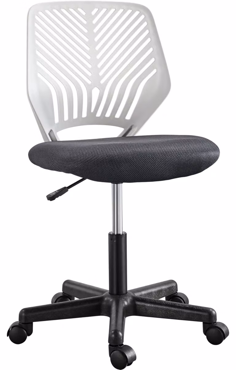 Sedia da ufficio Yaheetech, senza braccioli, ergonomica, scrivania, grigio scuro
