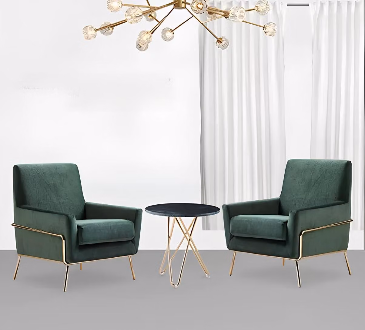 Designer Club Lounge Sessel Relax Hotel Stuhl Set Garnitur Gruppe Luxus Grün