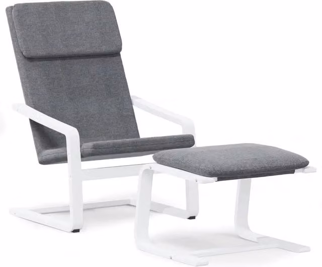Poltrona Relax | Sedia Relax con Poggiapiedi Grigio Chiaro in Tessuto