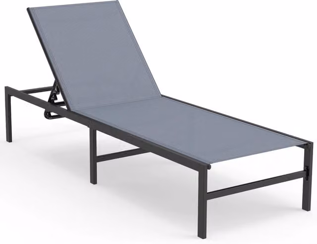 Sdraio regolabile in acciaio verniciato e tessuto resistente per esterno, colore grigio, ideale per giardino, piscina o terrazza