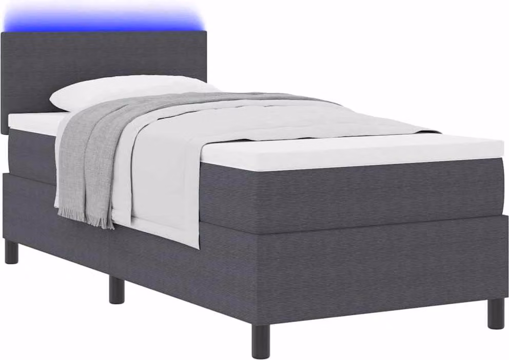 Letto a Sorgente LED Grigio Scuro e Bianco 80 x 200 cm