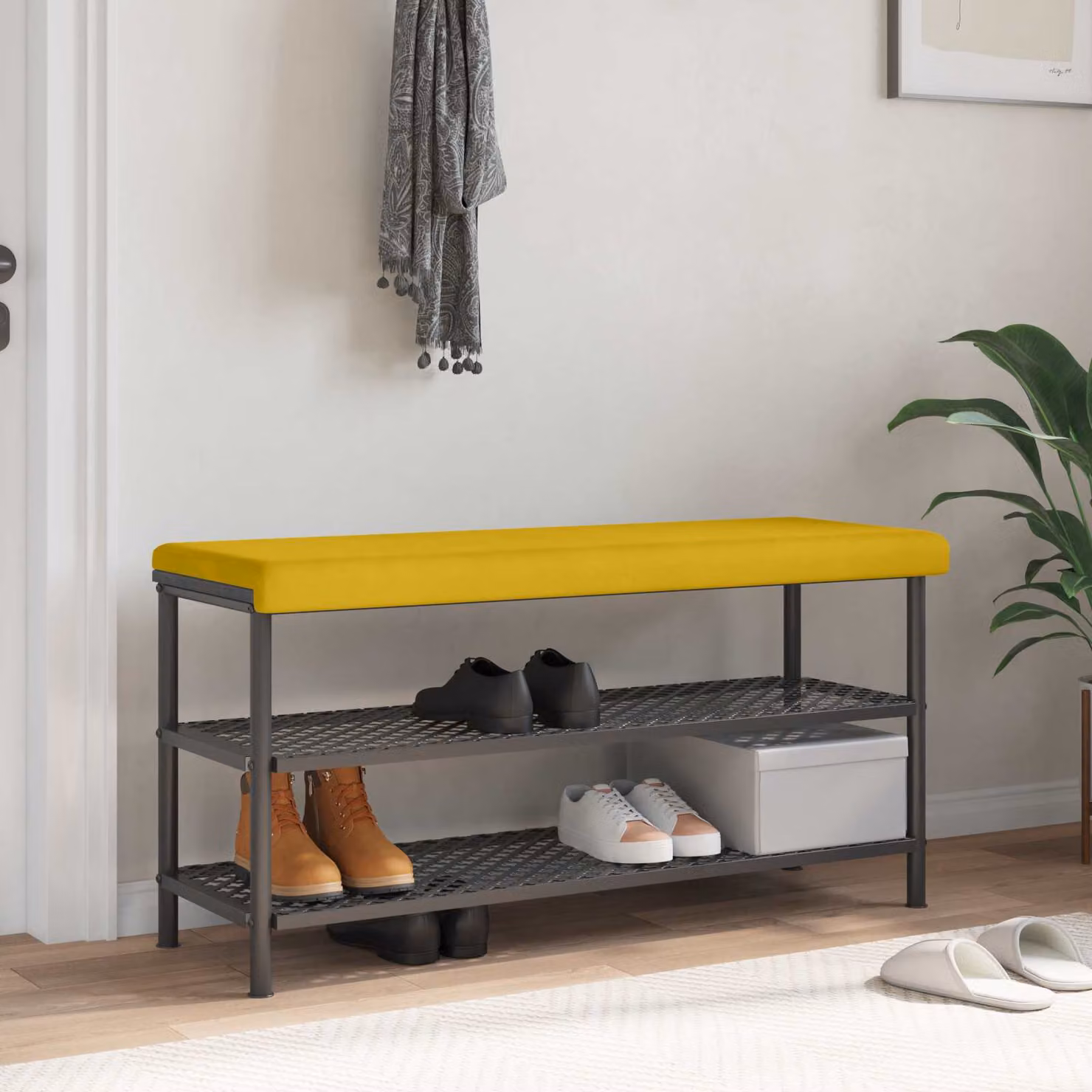 vidaXL Cuscino per panchina in velluto giallo con imbottitura in schiuma, L 110 cm x P 35 cm