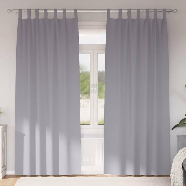 Set di 2 tende blackout vidaXL con anelli, colore grigio, H 245 x L 140 cm