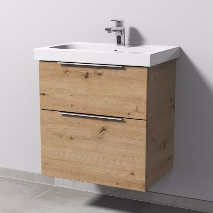 Mobiletti sottolavabo Sanipa, modello 3way, per lavabo in Vetroceramica iCon Light da 60 cm, con 2 cassetti dotati di maniglie a incasso
