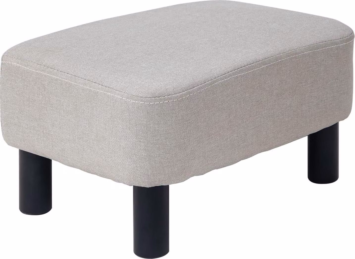 Piccolo pouf - Pouf di lino - Rettangolare - 1 pezzo - Beige - Gambe di legno