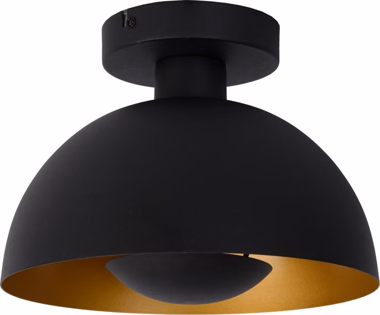 SIEMON lampada da soffitto semicircolare nera e oro 1xE27 40W Lucide