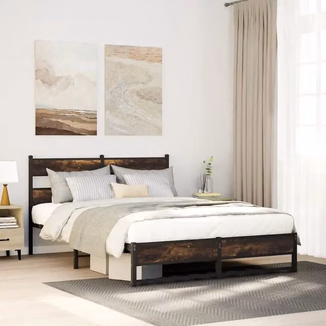 Giroletto vidaXL in metallo e MDF colore rovere fumo L/P/H: 135 x 196 x 91,5 cm