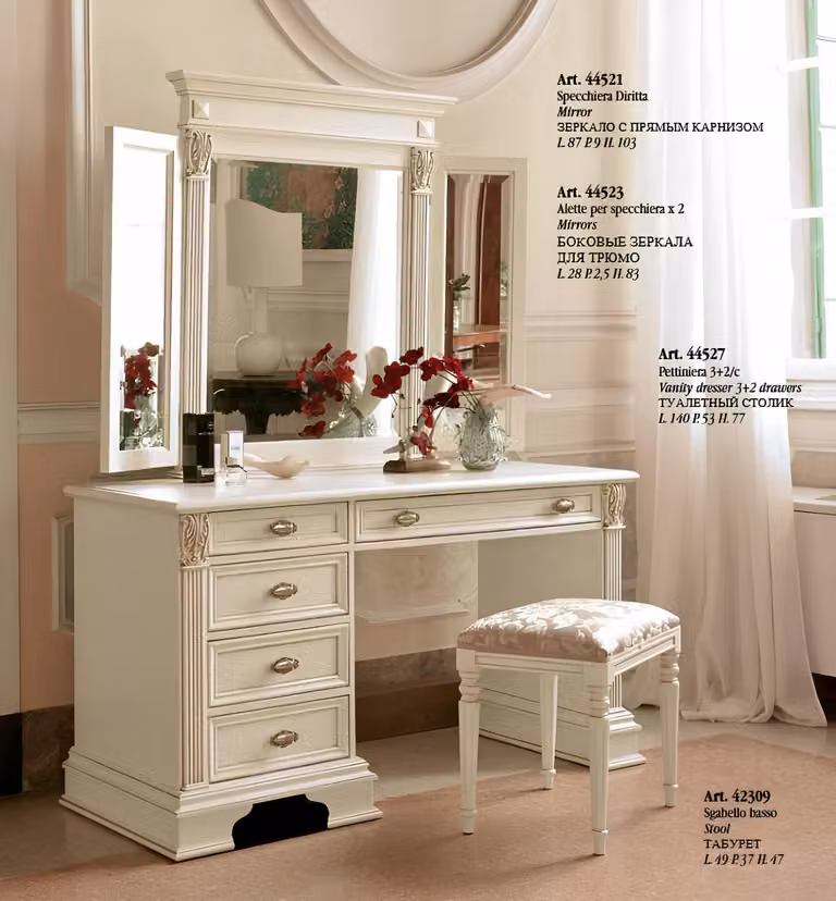Schminktisch Spiegel Hocker Komplett Set Kommode Schlafzimmer 3tlg. Konsole