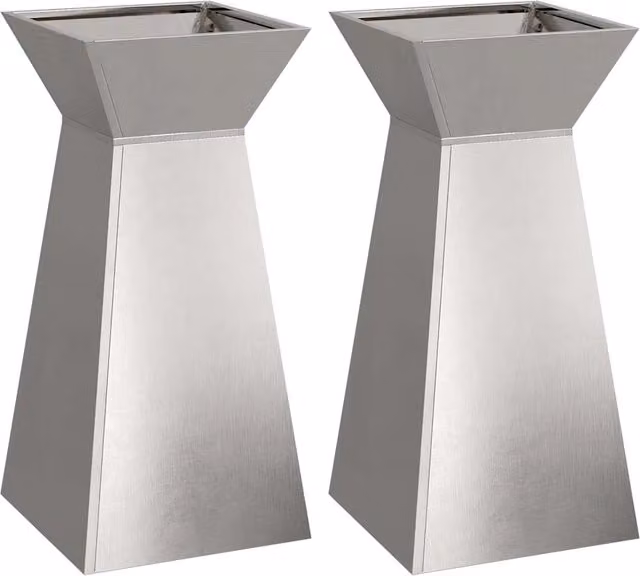 2 pz Fioriere | Cassetta per fiori | Vaso a Pilastro Argento 35 x 35 x 73 cm