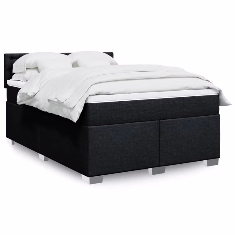 vidaXL Giroletto a Molle con Materasso Nero in Tessuto L: 140 cm, P: 190 cm