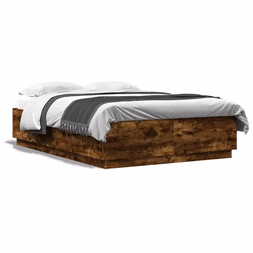 Letto Giroletto vidaXL in Legno Rovere Fumo L/P/H: 150 x 200 x 30 cm – 2