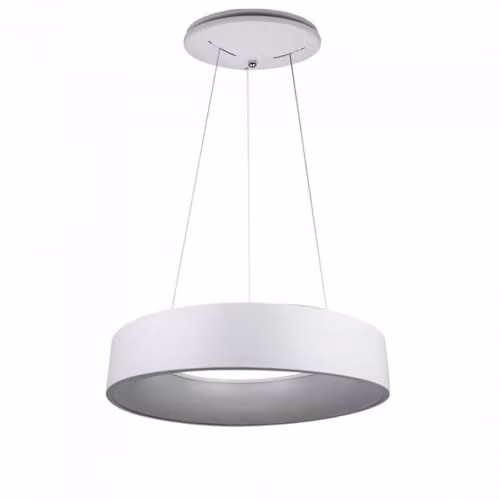 Lampadario LED a Sospensione Circolare 25W in Metallo Colore Bianco d: 45cm h: 120cm 3000K