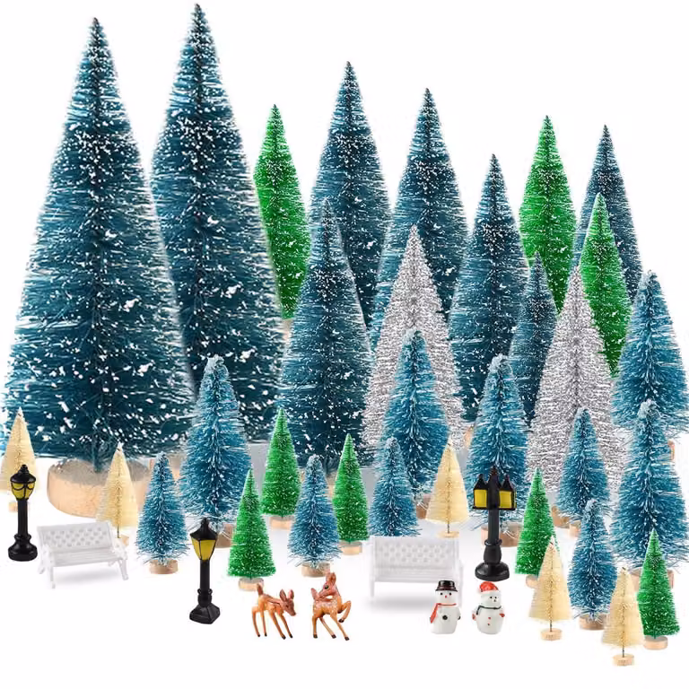 Set di mini albero di Natale, 35 pezzi, albero di Natale artificiale, verde, piccolo