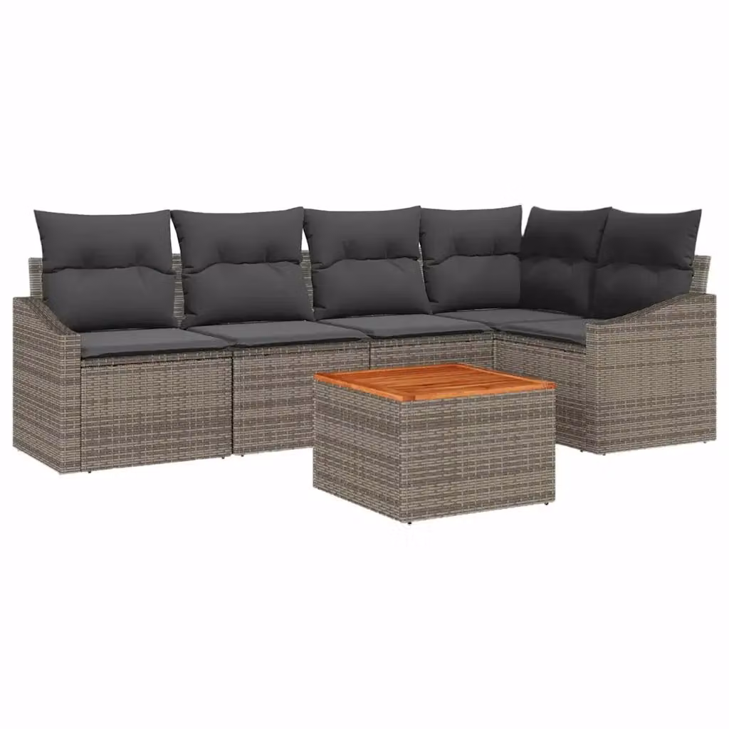 Set Divano da Giardino a L vidaXL in Polyrattan Grigio con 6 Pezzi e Tavolino da Caffè – 2