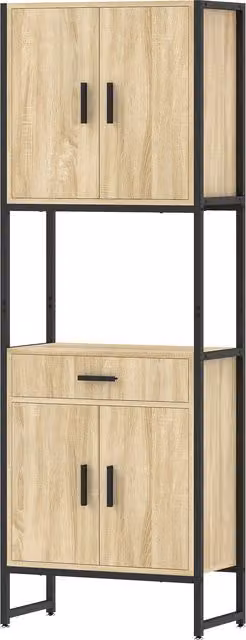 HOMCOM Armadio da cucina con 4 ante soft-close, cassetto e piano di lavoro, 60x30x170 cm, legno   Aosom Italy