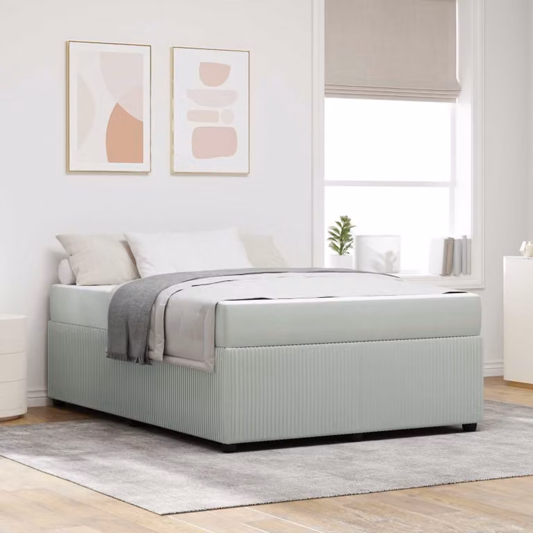 Struttura del letto moderna vidaXL in tessuto grigio con legno, L 160 x P 200 cm