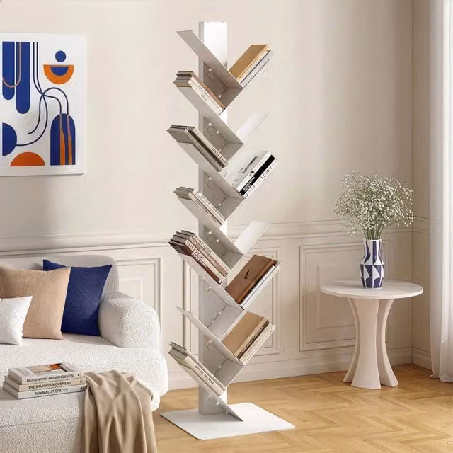 Libreria a forma di albero Eksjö en.casa bianca in metallo H 150 x L 39 x P 39 cm – 1
