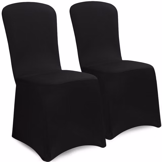 Set di 2 coprisedia neri in tessuto elasticizzato lavabile per sedie da pranzo moderne