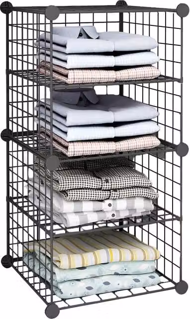 Scaffale Modulare Avilia Home in Metallo Nero con 4 Ripiani, Design Moderno e Autoportante per Cucina, Bagno o Soggiorno, L/P/H: 70 x 35 x 35 cm