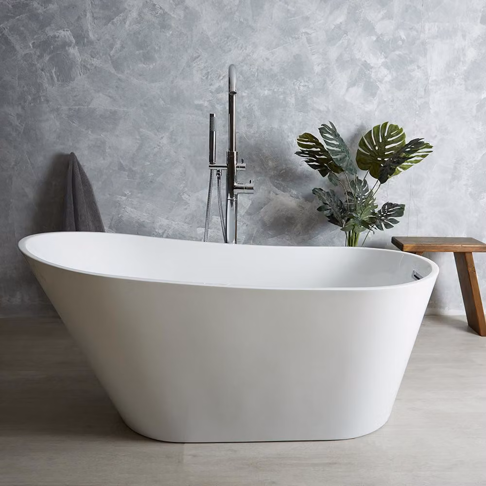 Vasca da Bagno Moderna Bianca Freestanding - 1700mm x 750mm - con Troppopieno Cromato - Otterton