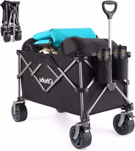 Carrello pieghevole XXL con freni - capacità di carico 200 l/200 kg - carrello per spiaggia, giardino e campeggio