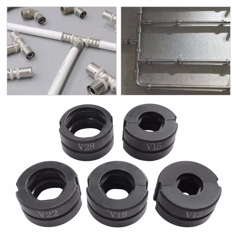 Pinza crimpatrice, set di matrici da 5 pezzi, compatibile con tubi in rame, colore nero