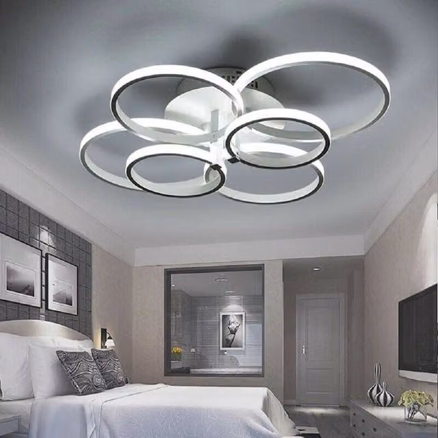 Plafoniera LED Moderna Trade Shop con 6 Anelli, 51 W, Luce Regolabile Fredda Calda Naturale, Colore Bianco