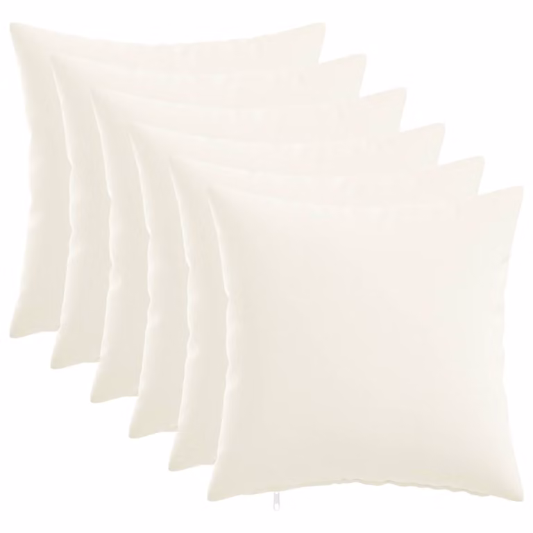 Set di 6 federe vidaXL HEERLEN bianche in tessuto poliestere, L 30 x P 30 cm